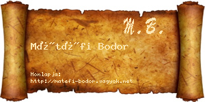 Mátéfi Bodor névjegykártya